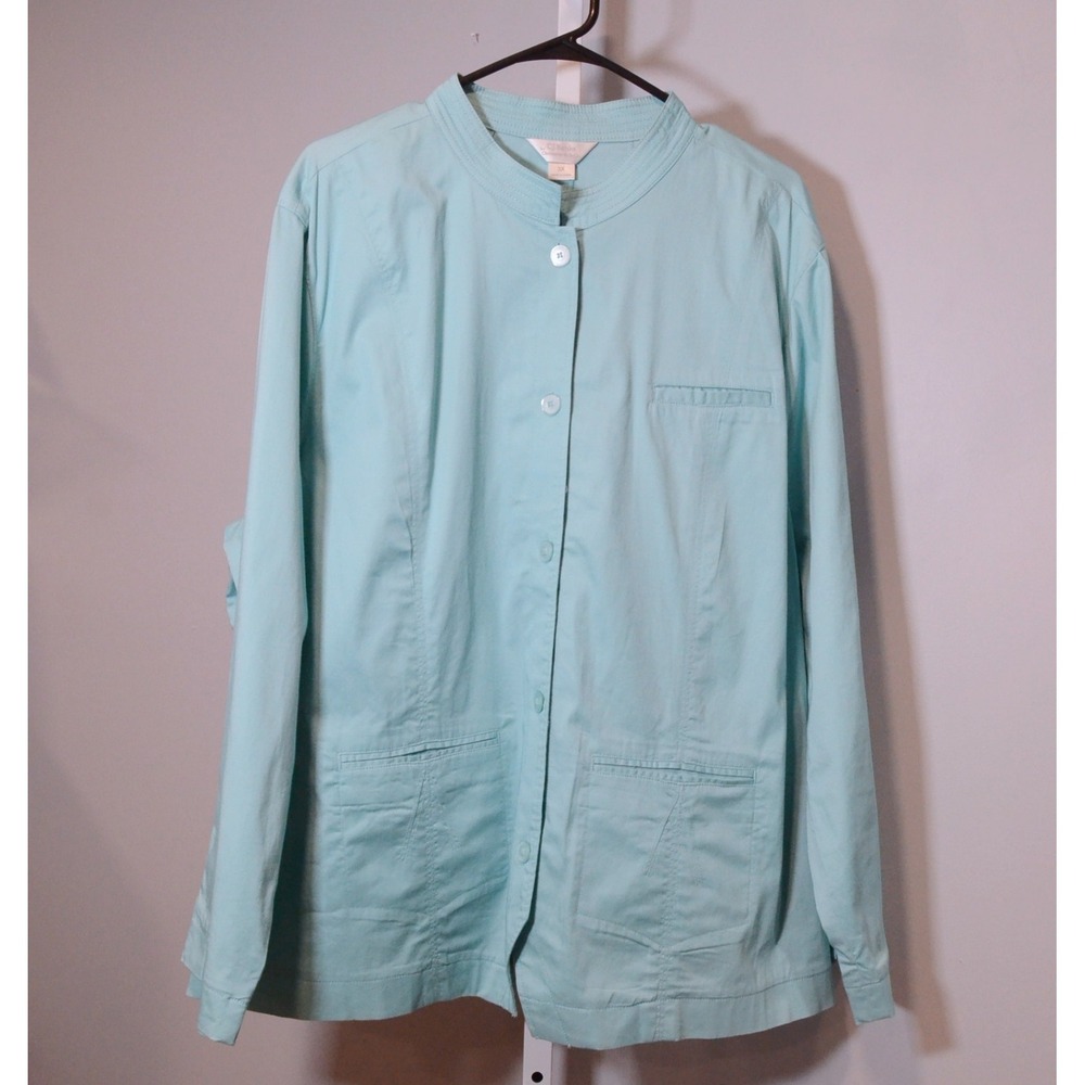 CJ Banks Women's Size 3XL Turquoise Lightweight Long Sleeve Unlined Jacket.